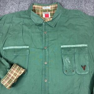 Vintage Color Works Mens 5X Green Cotton Canvas Plaid Lined Hunting Shirt Deer